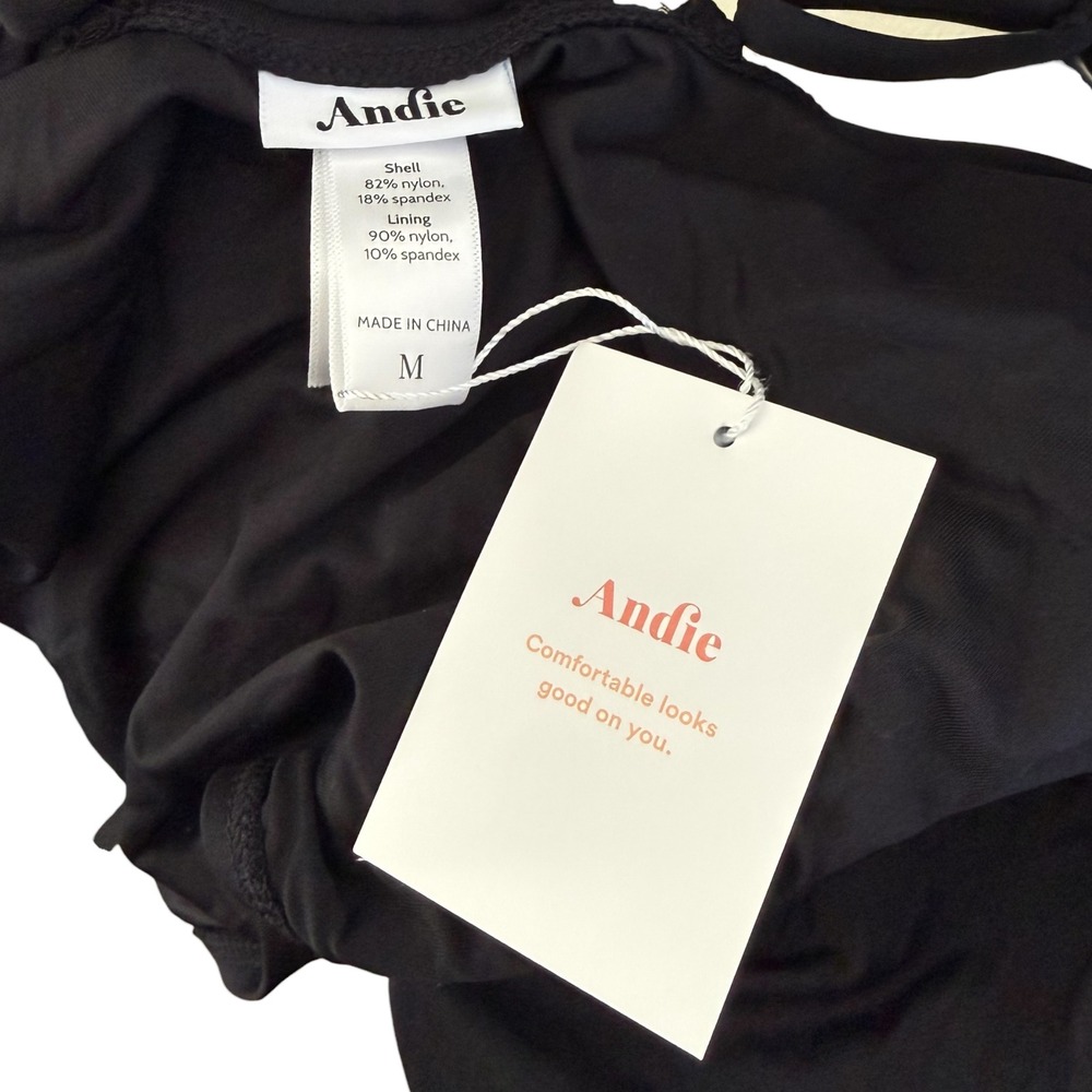 NEW Andie Sardinia One Piece Swimsuit  Size M Black Plunge V-Neck Adjustable - Picture 3 of 9
